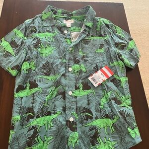 Cat & Jack Green Dinosaur Print Button-Down Shirt